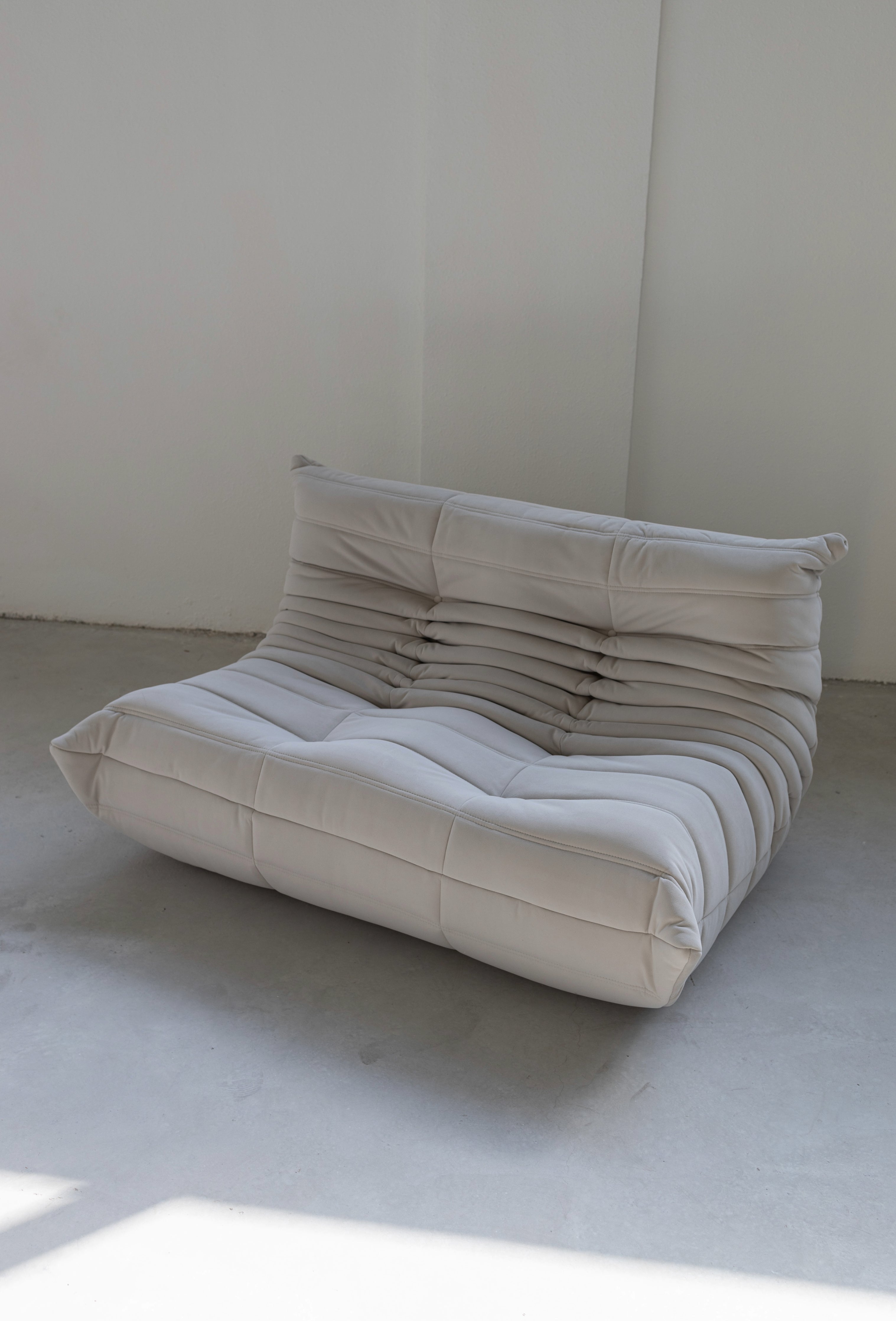 Modular Sofa Off White Velvet Fabric 2 Seater togo