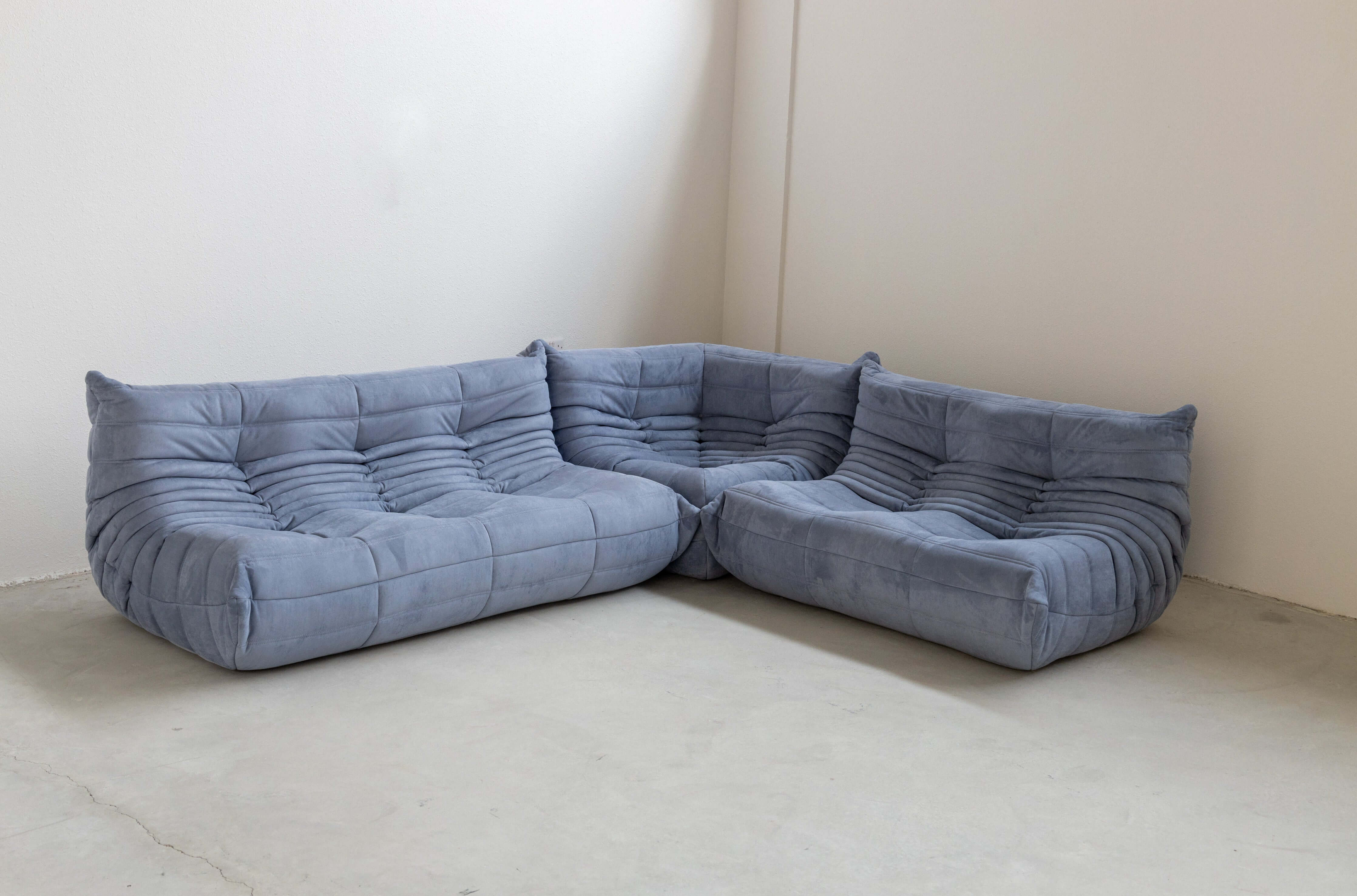 Togo Sofa Light Blue Suede Fabric UAE | Forma