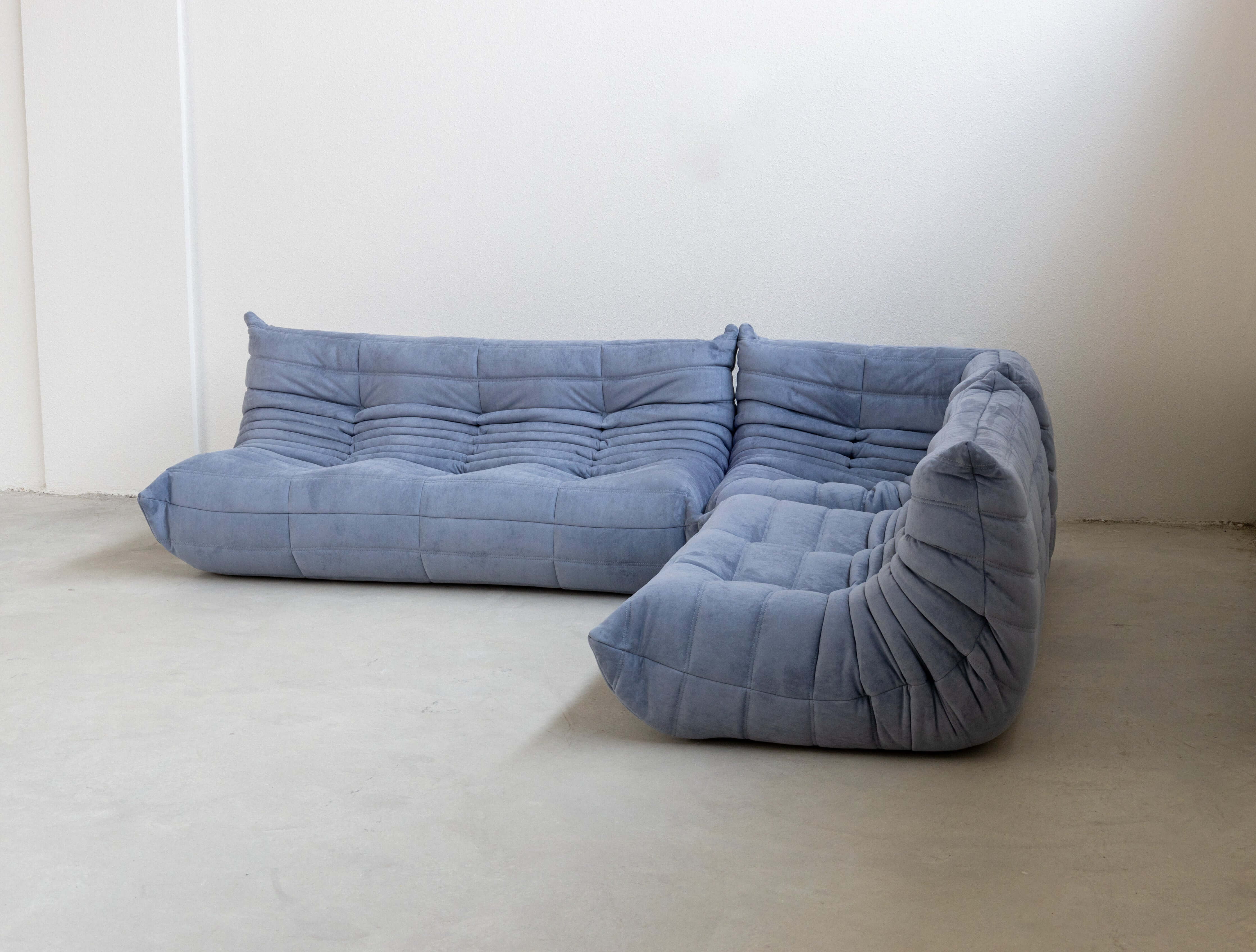 Togo Sofa Light Blue Suede Fabric UAE | Forma