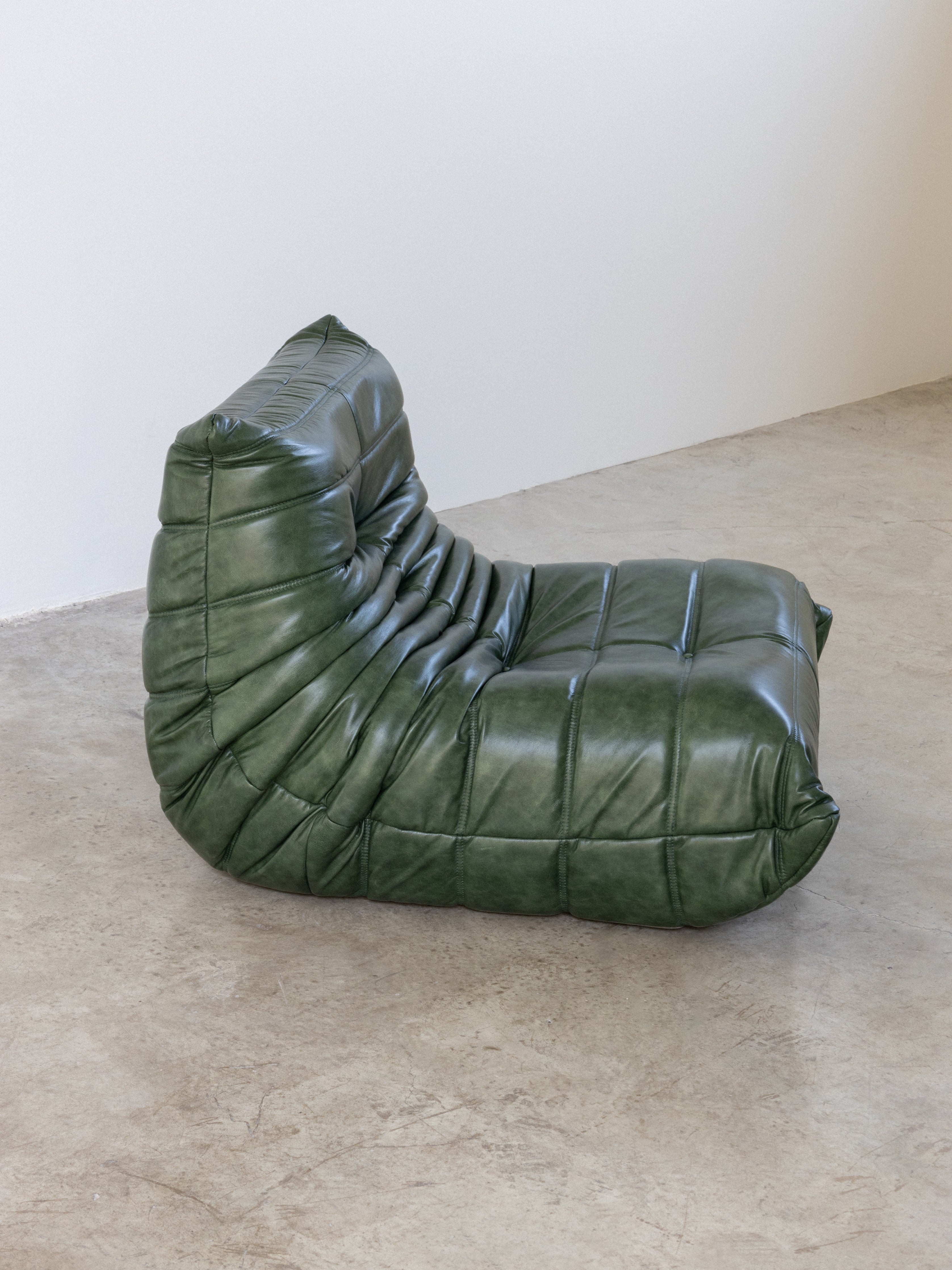 Togo Sofa Green Leather 1 Seater UAE | Forma