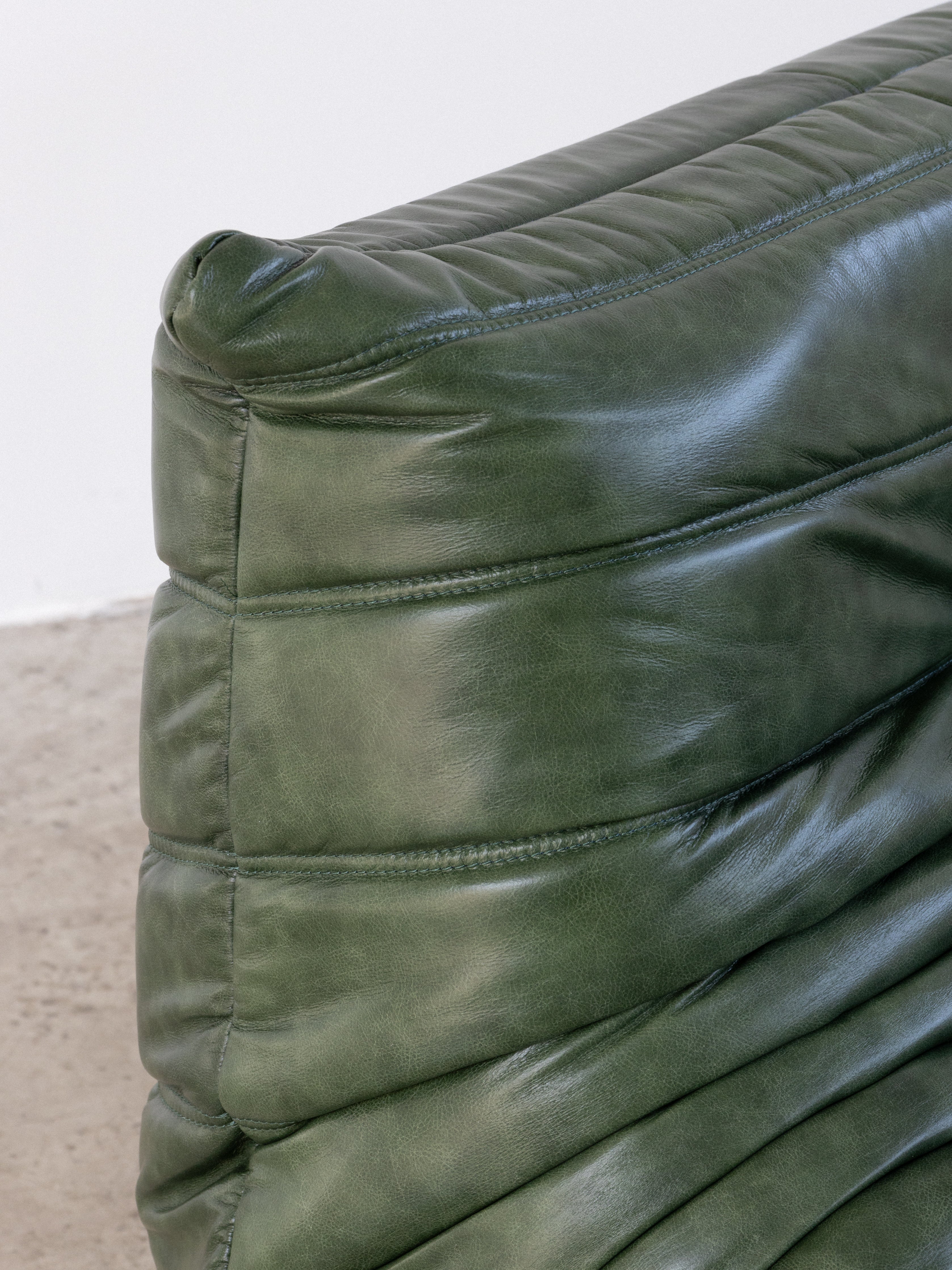 Togo Sofa Green Leather 1 Seater UAE | Forma