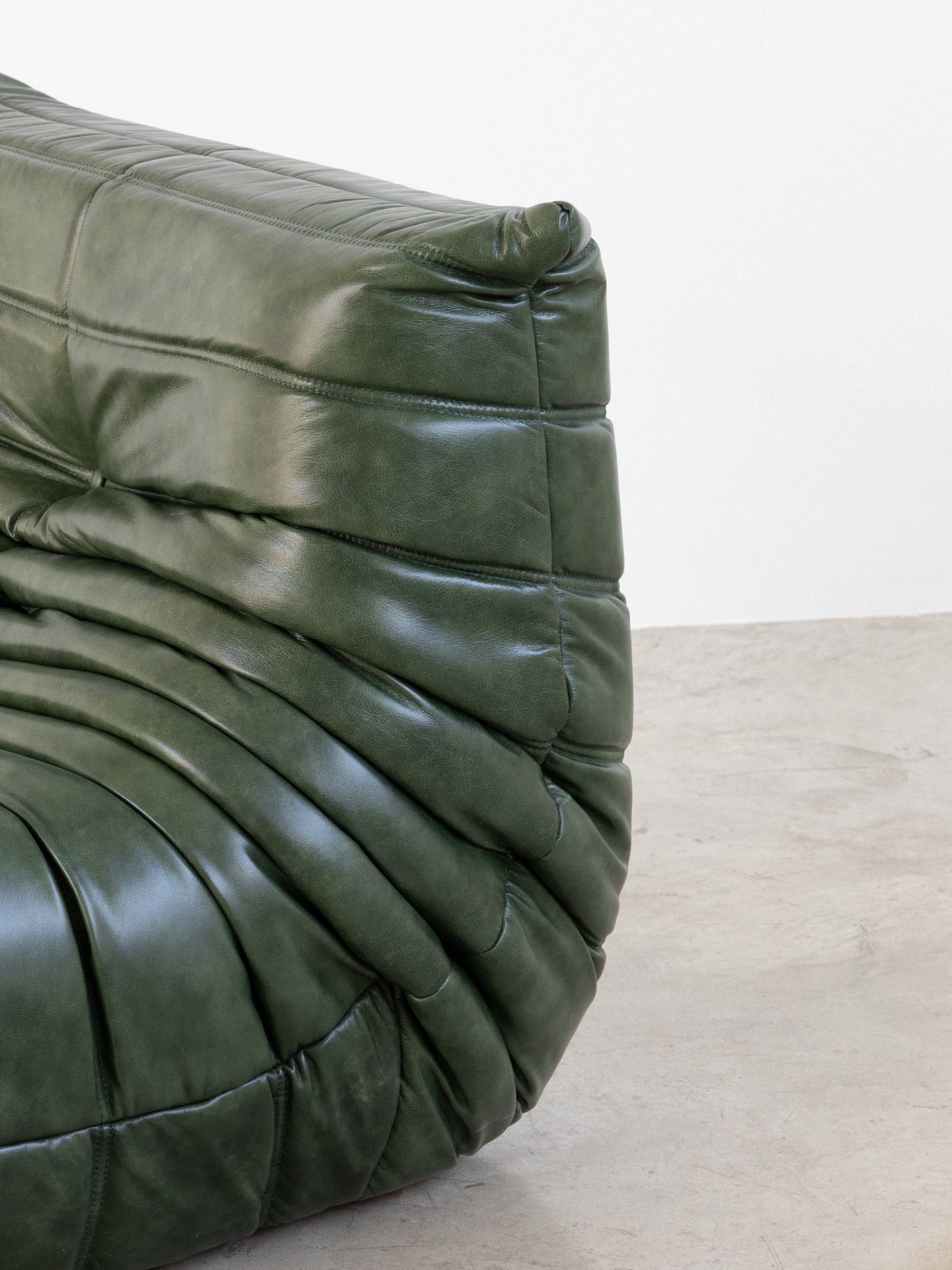 Togo Sofa Green Leather 1 Seater UAE | Forma