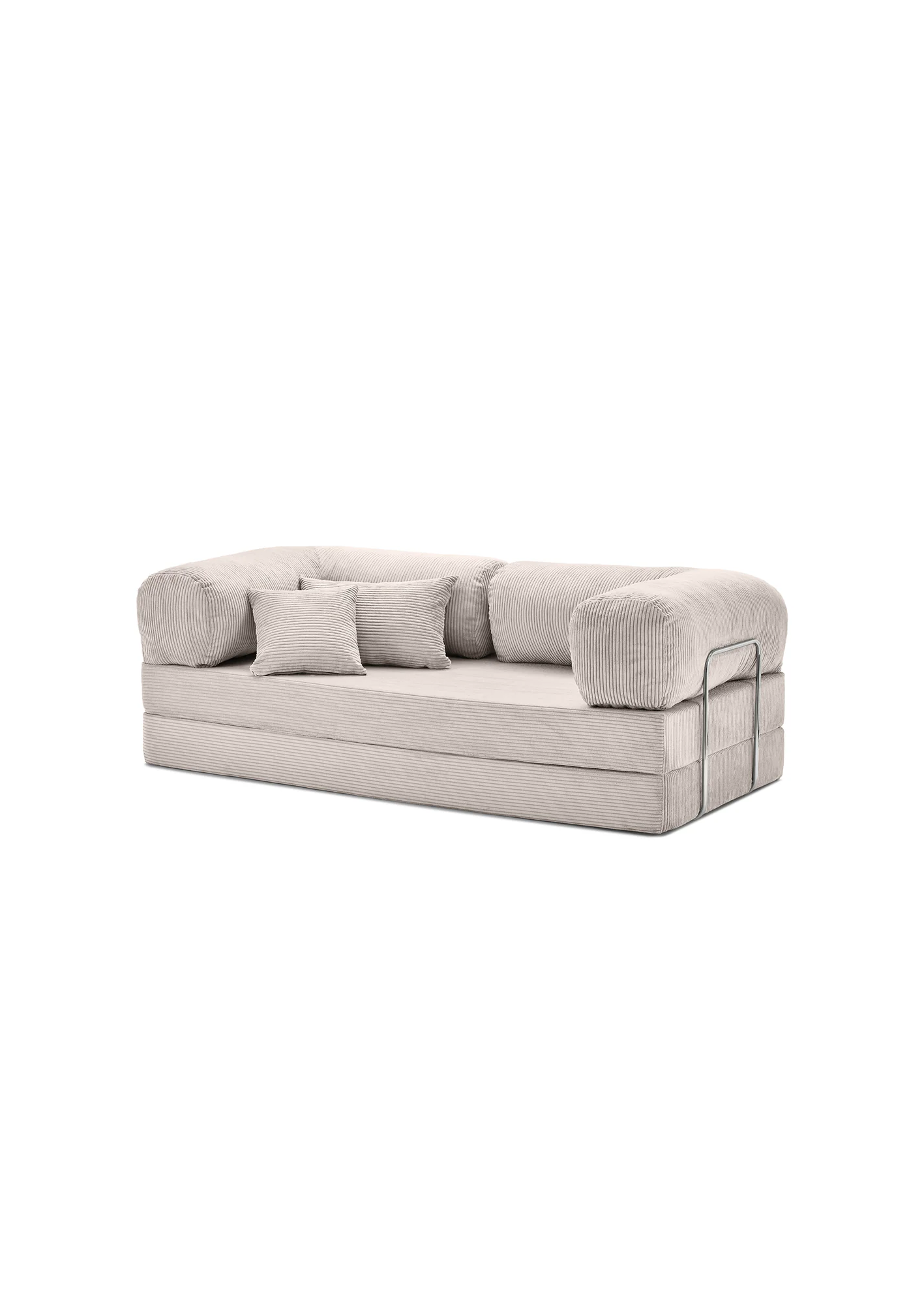 Beige teedy sofa bed on a white background