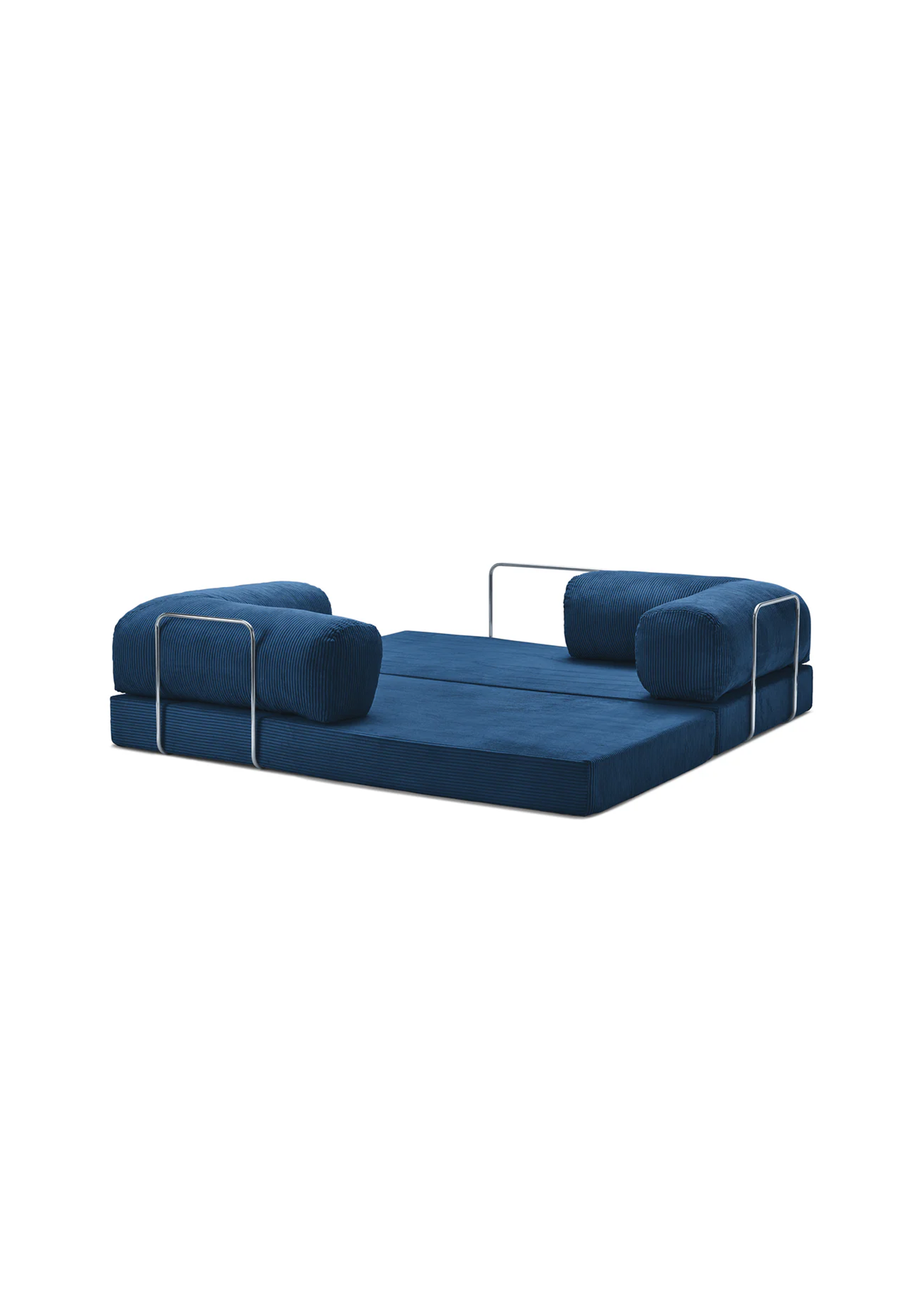 Blue teedy sofa bed on a white background 