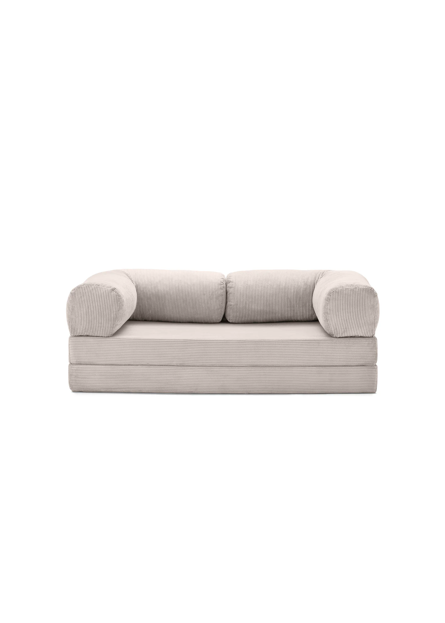 Minimalist white fabric teedy sofa with deep cushions for modern living room