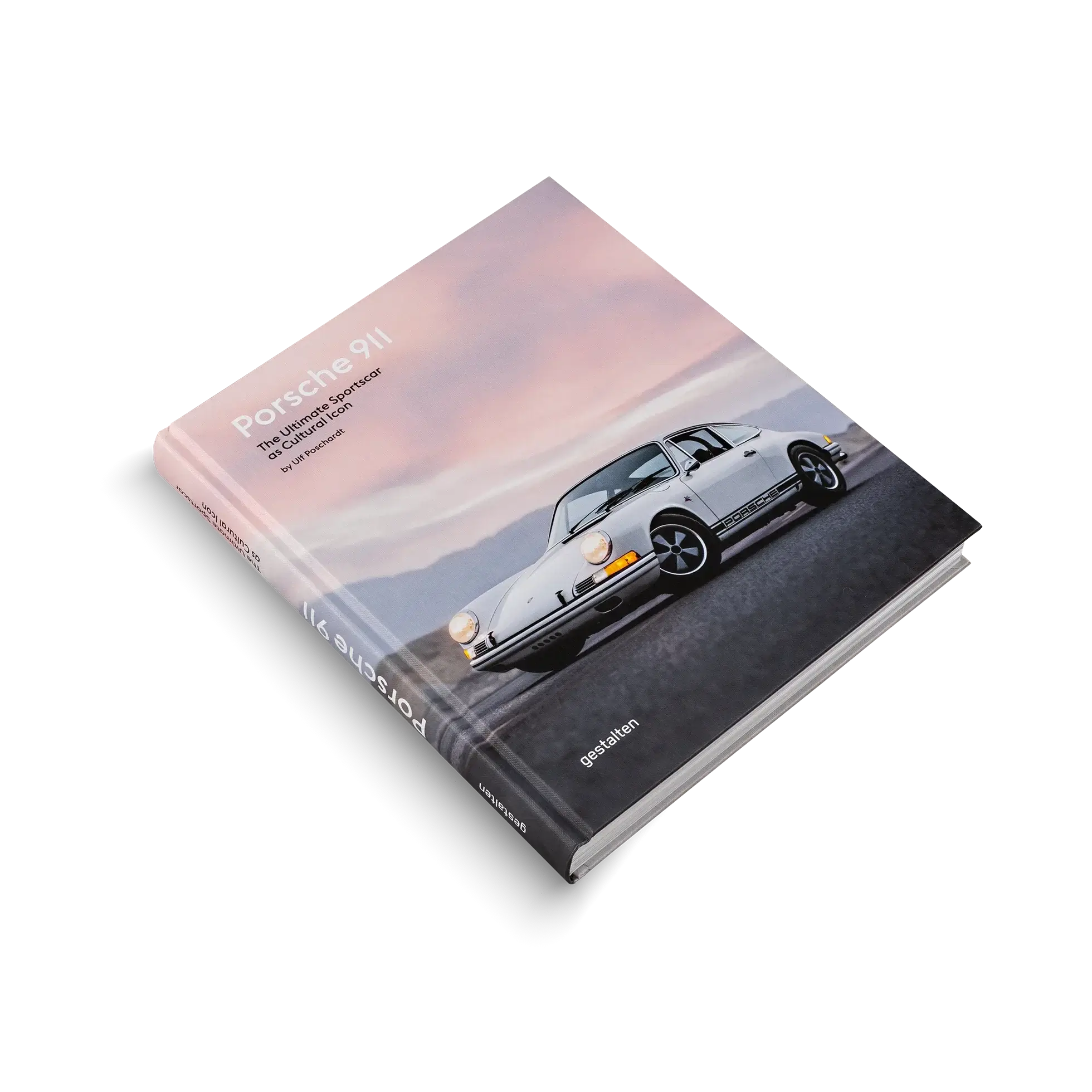 Book cover featuring a Porsche 911 - The Ultimate Sportscar as Cultural Icon on a mountain road with a scenic background
