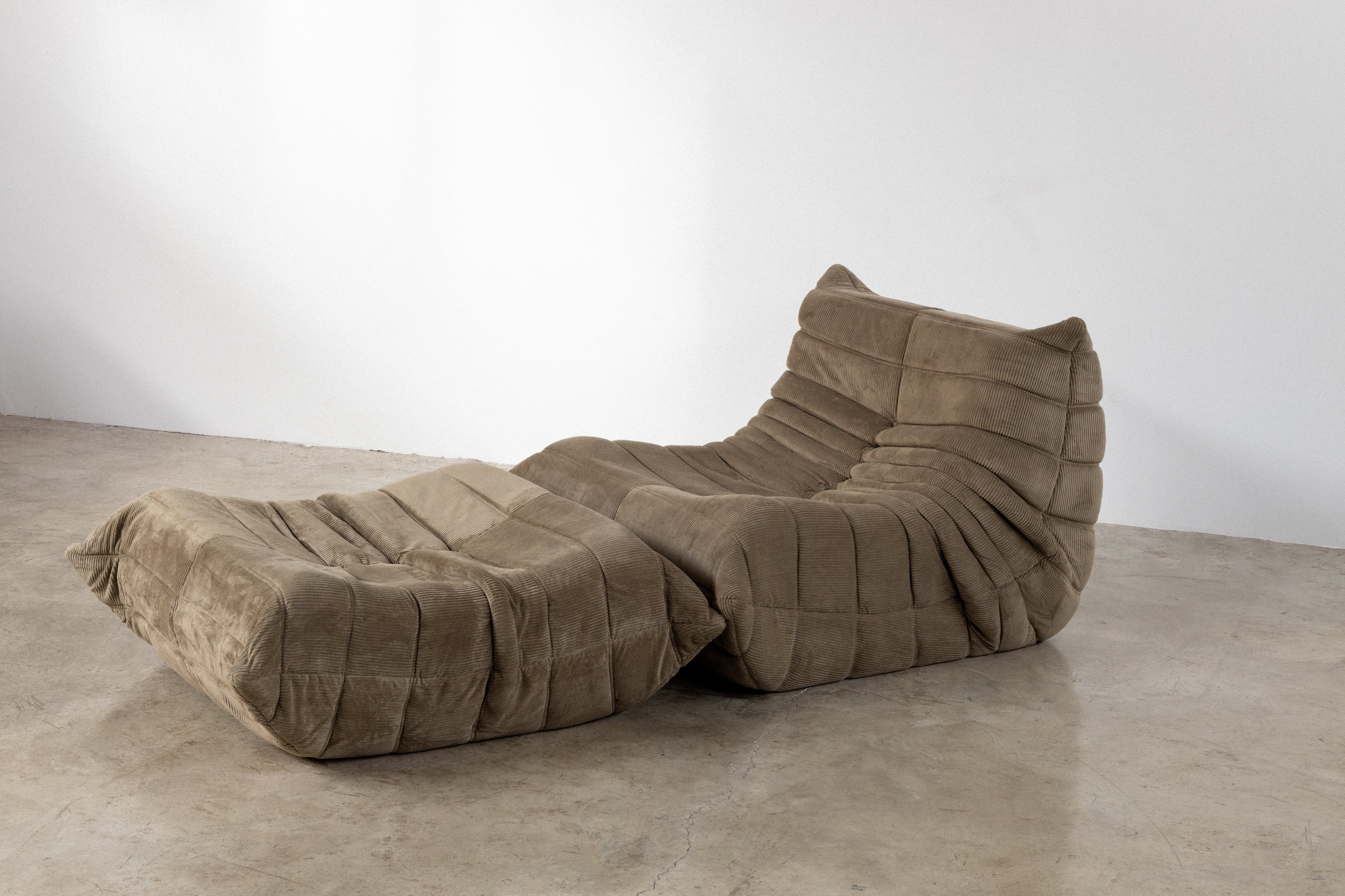 Togo Sofa Light Olive Corduroy 1 Seater And Ottoman UAE | Forma