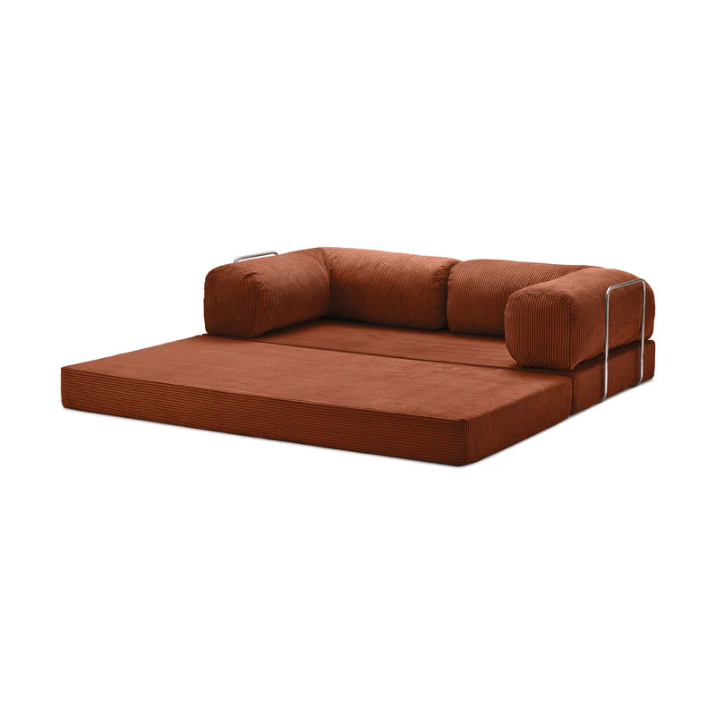 Brown sectional teedy sofa on a white background