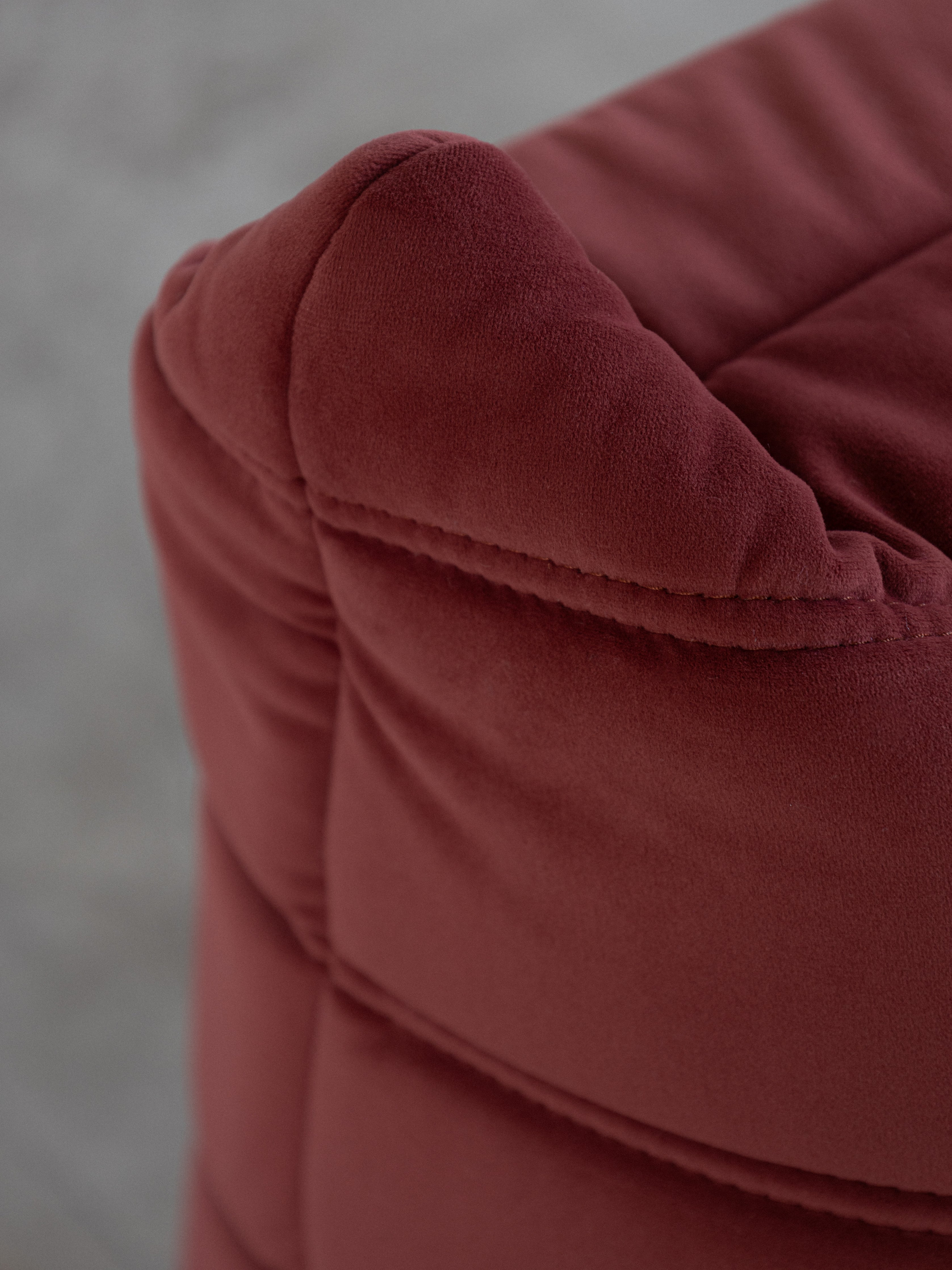 Togo Sofa Burgundy Velvet Fabric 1 Seater UAE | Forma