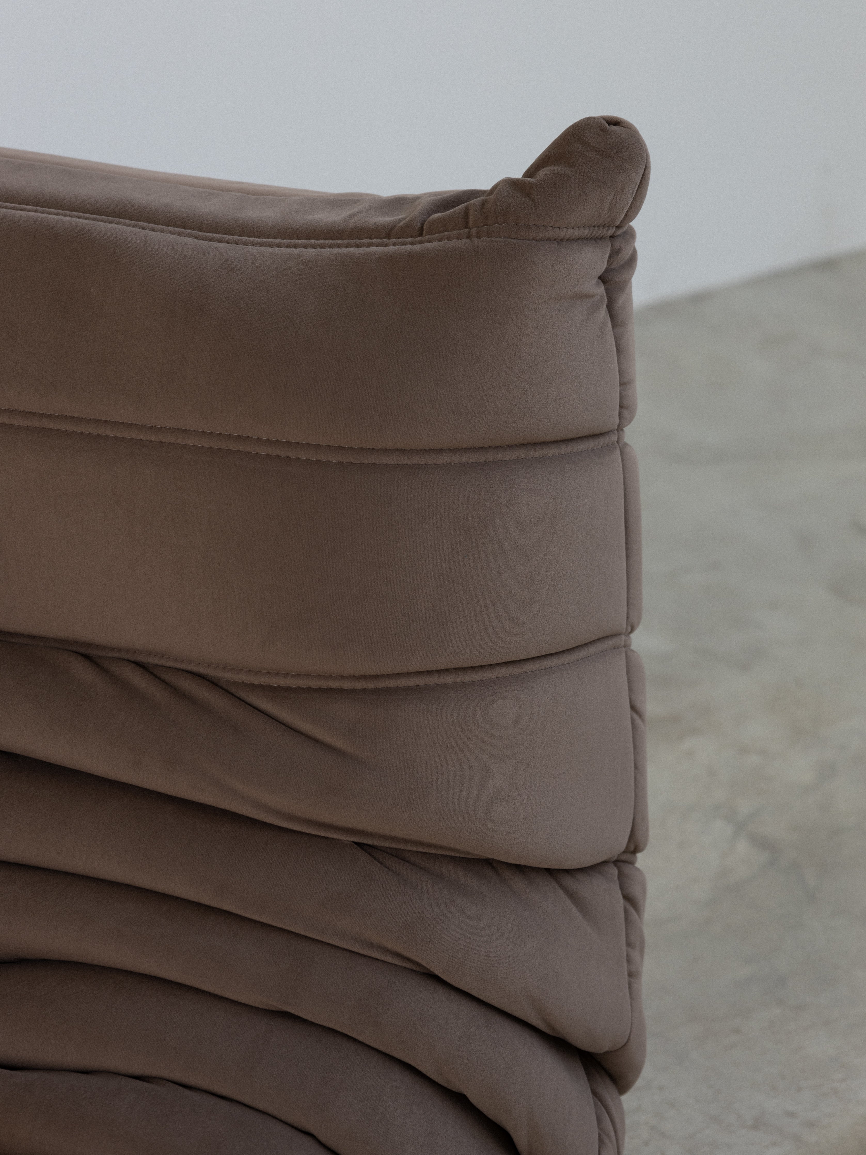 Togo Sofa Light Brown Velvet Fabric 1 Seater UAE | Forma