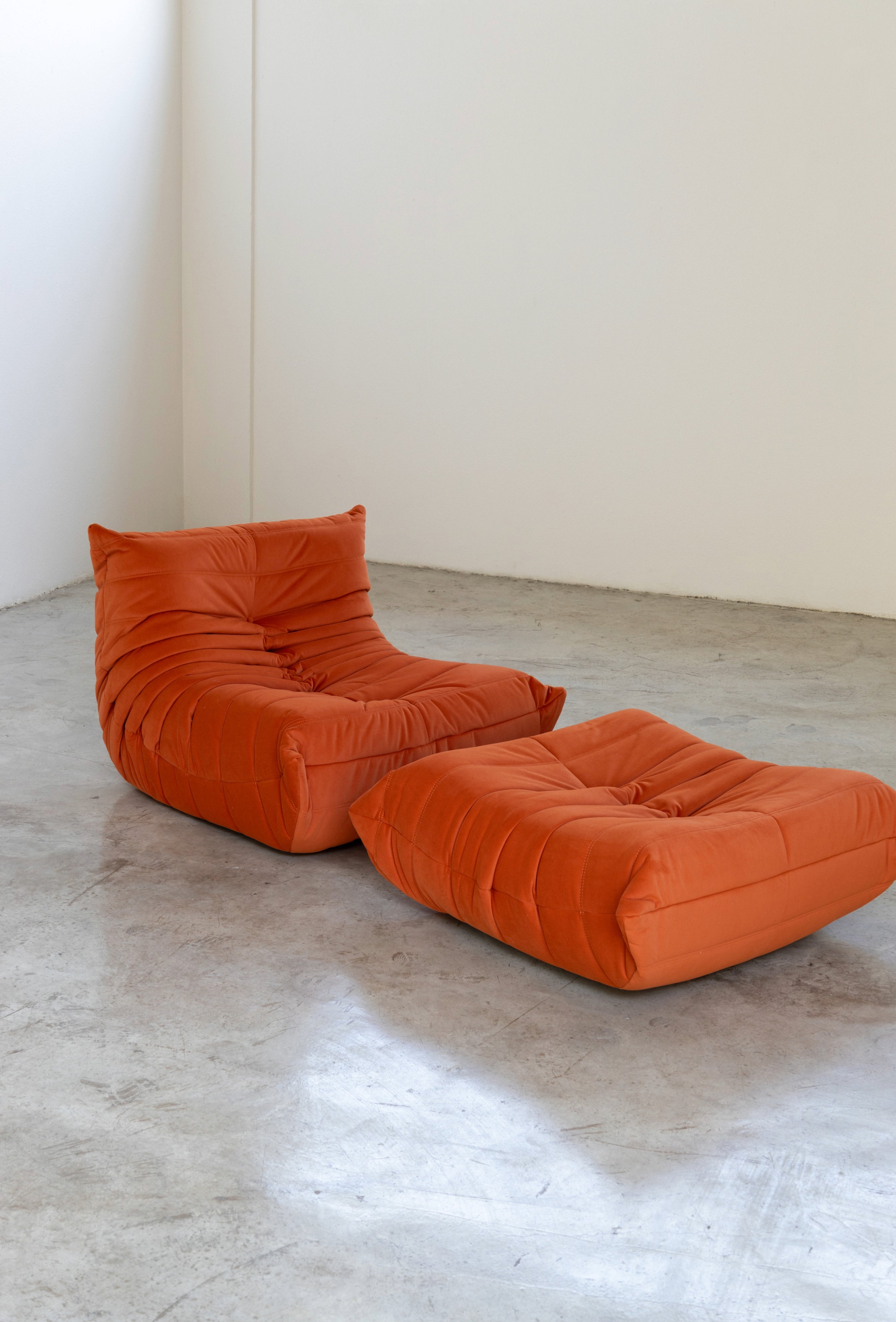 Togo Sofa Orange Velvet 1 Seater UAE | Forma