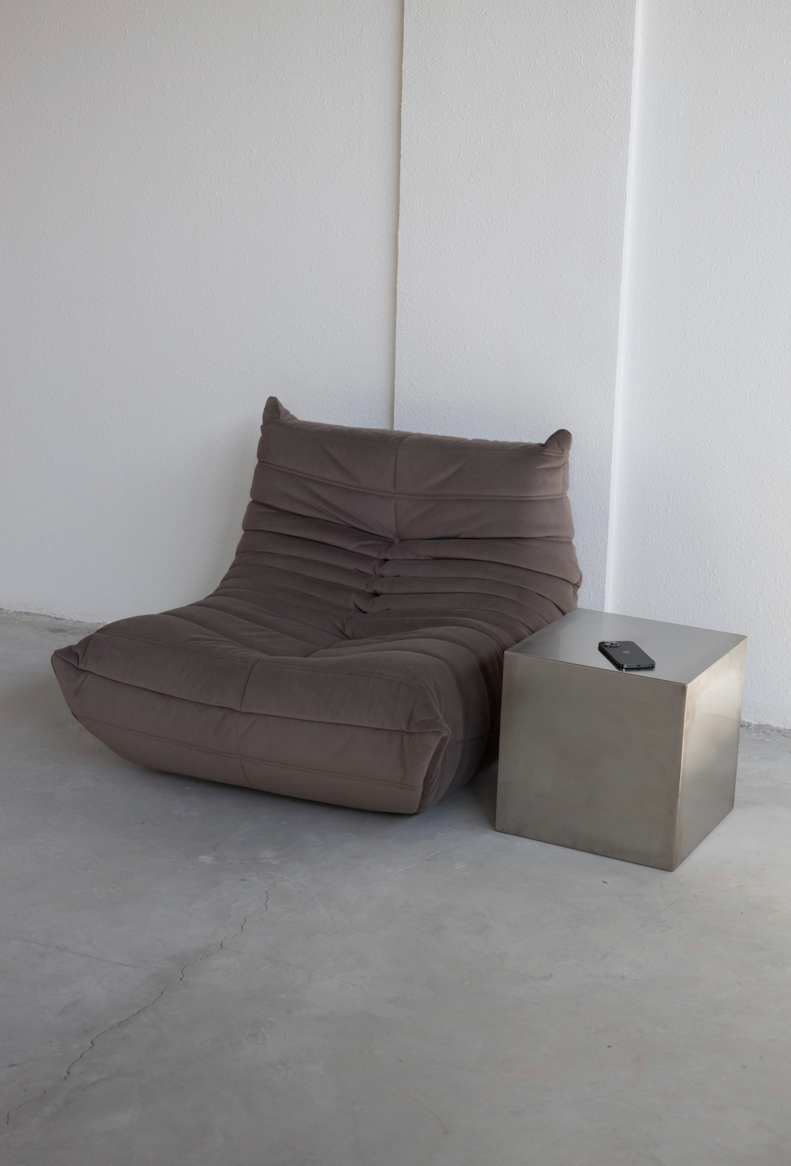 Togo Sofa Light Brown Velvet Fabric 1 Seater UAE | Forma