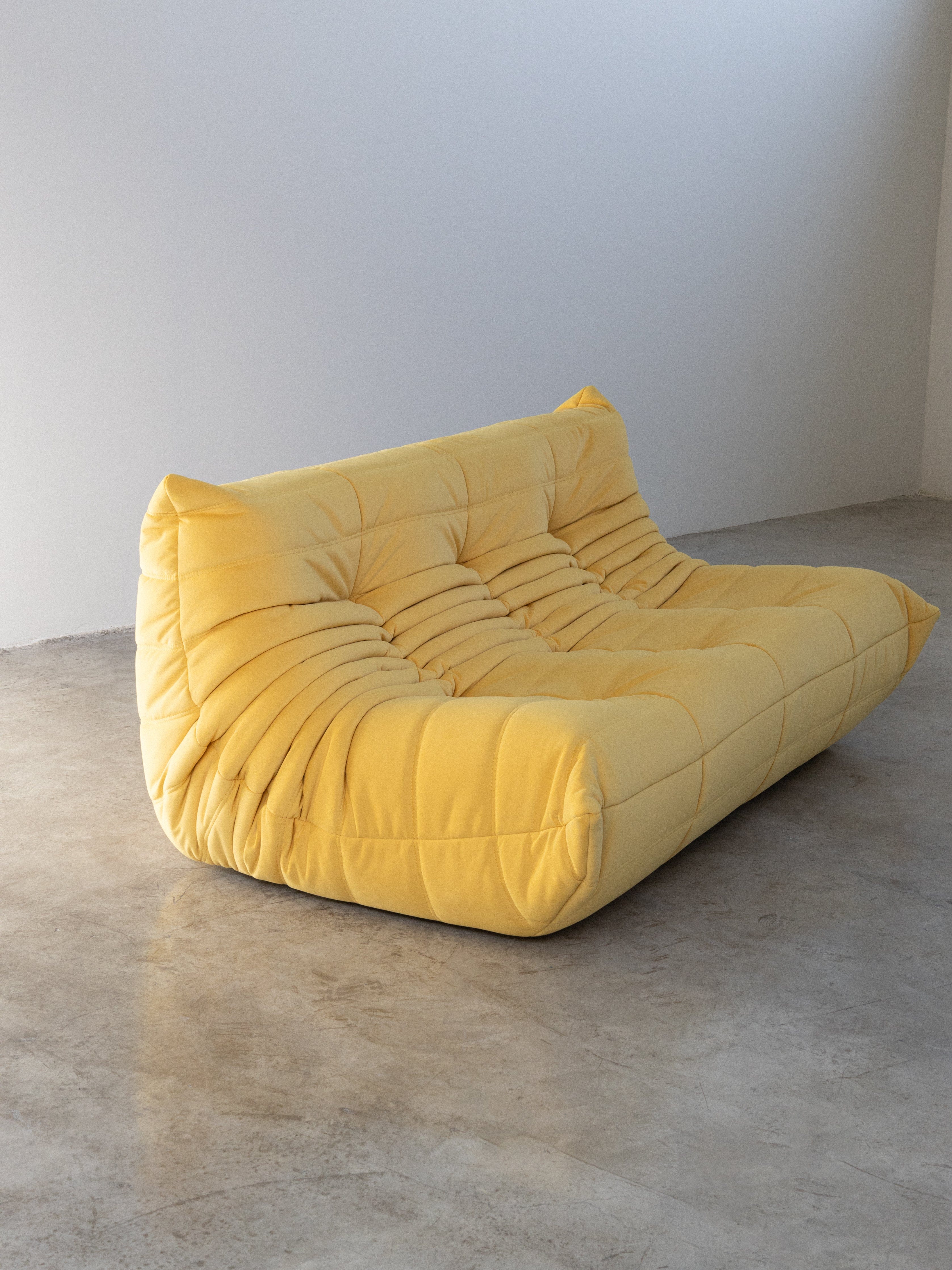 Togo Sofa Yellow Velvet Fabric 3 Seater UAE | Forma