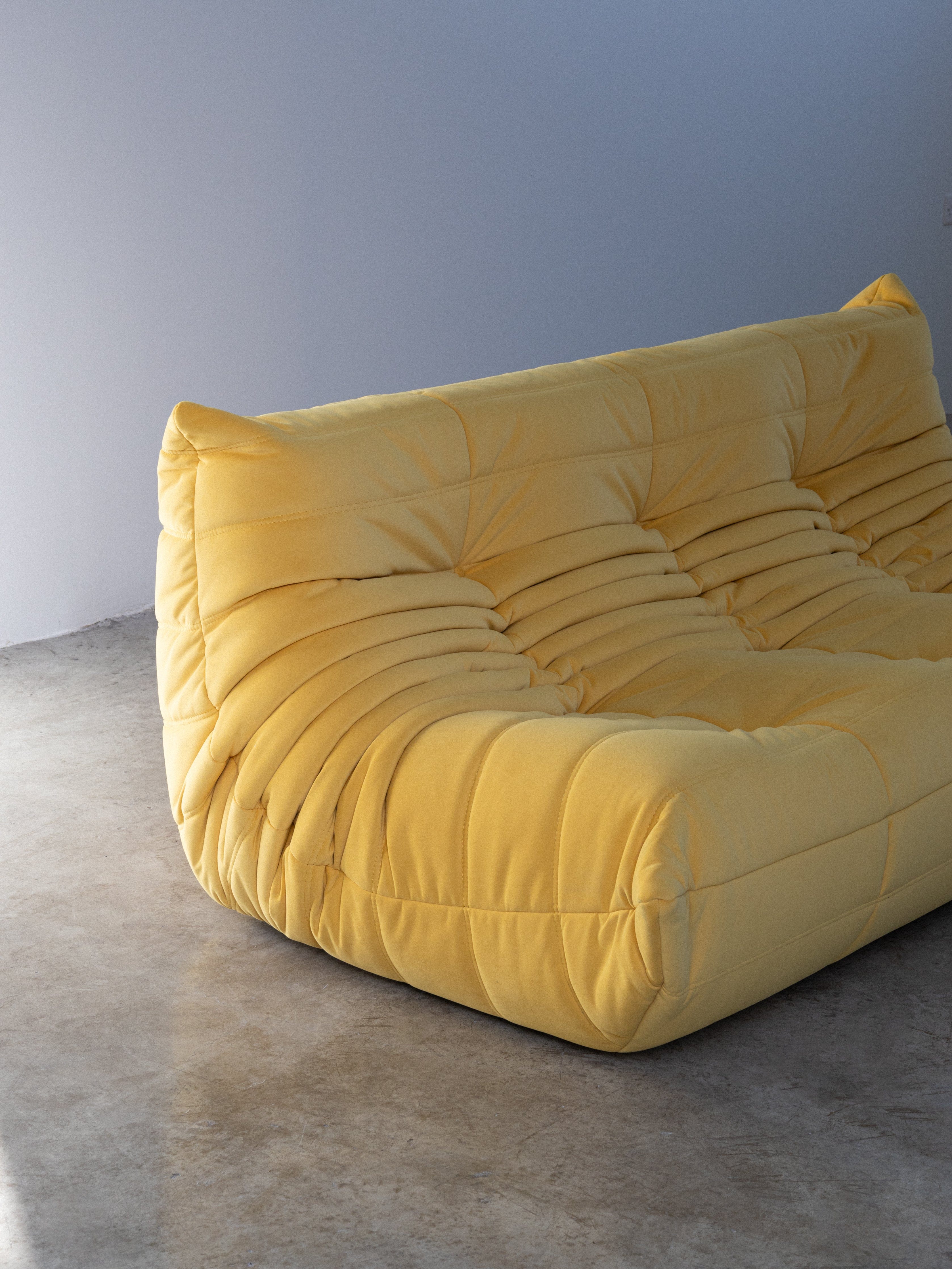 Togo Sofa Yellow Velvet Fabric 3 Seater UAE | Forma