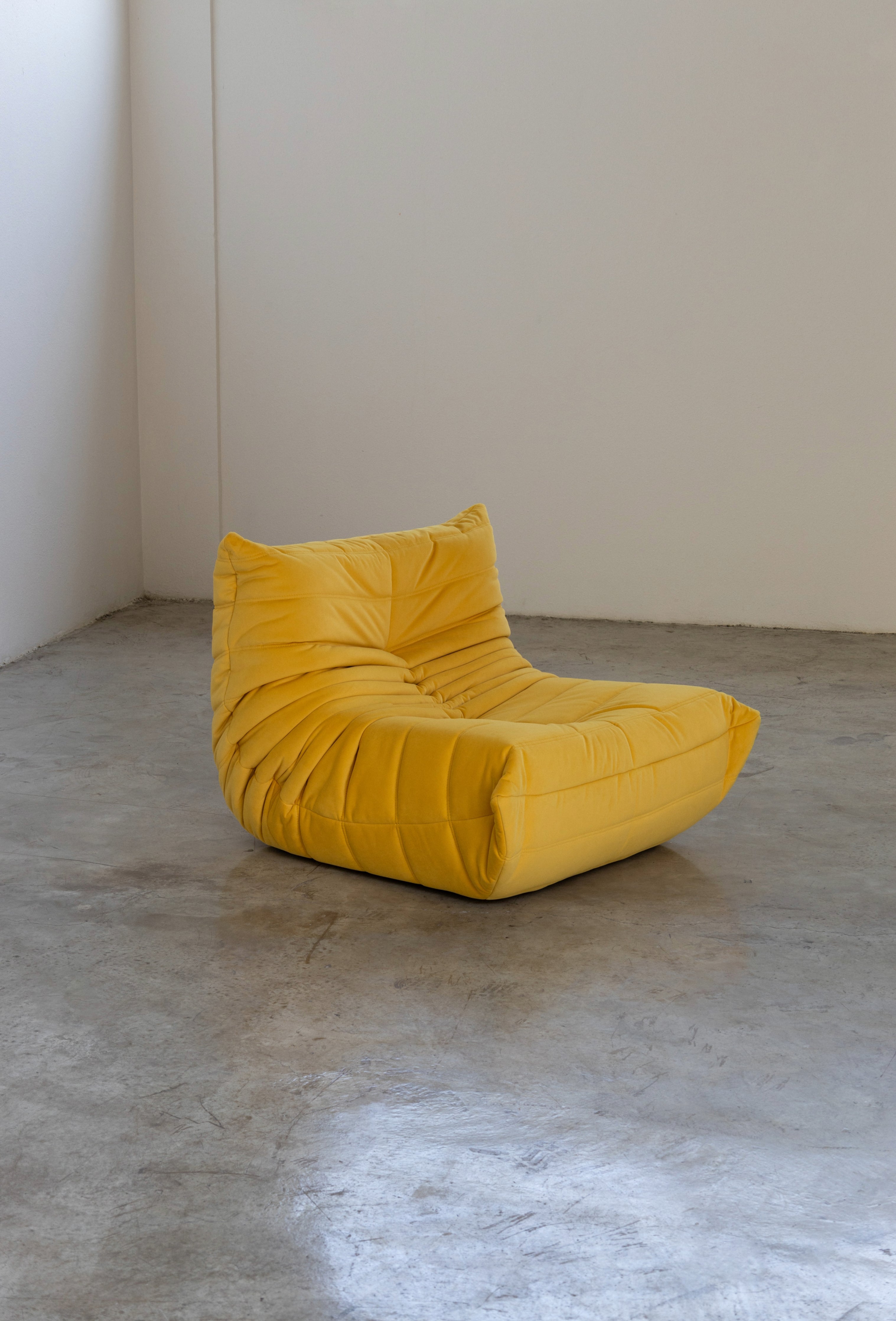 Togo Sofa Yellow Velvet Fabric 1 Seater UAE | Forma