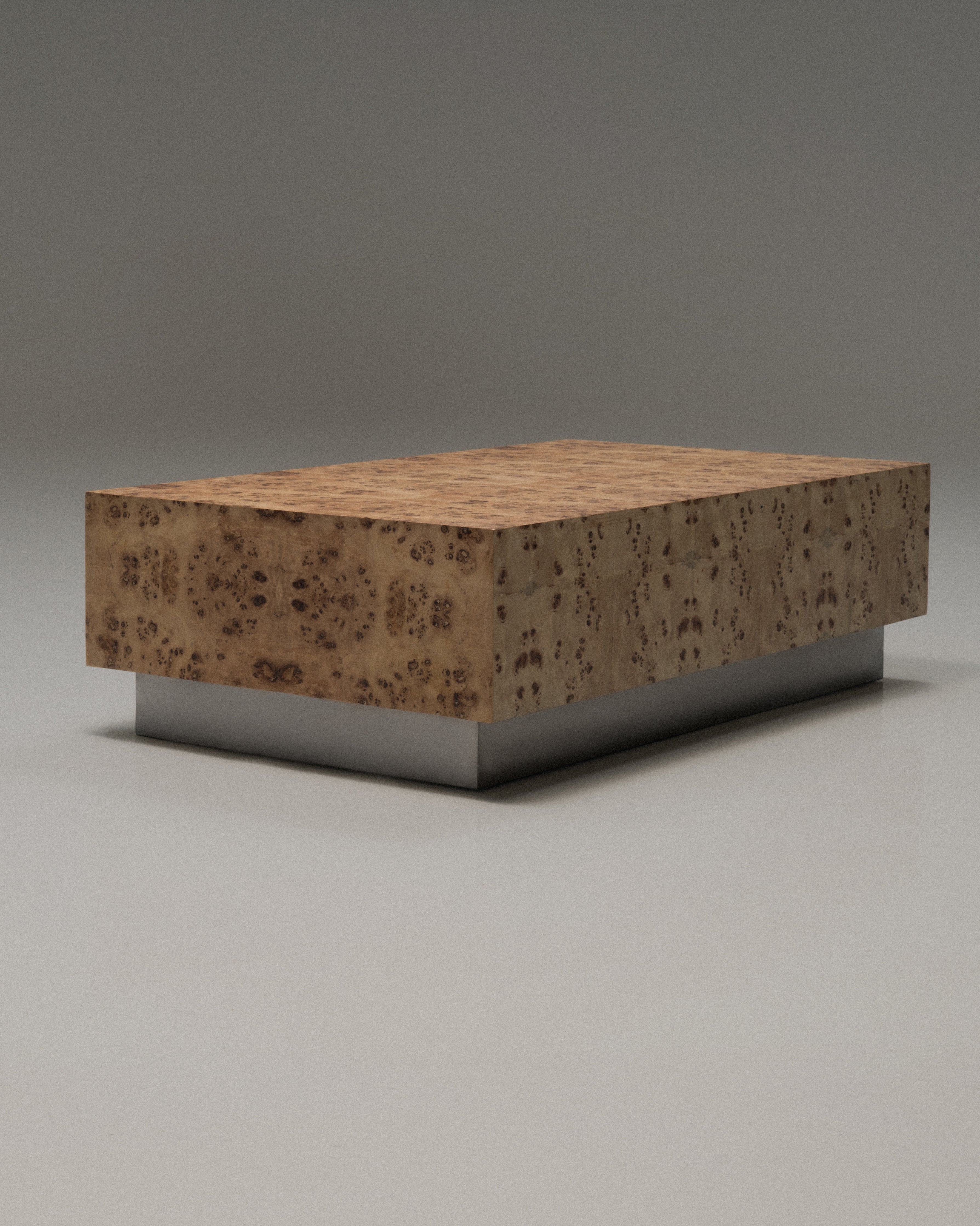 Burl Stainless Steel plinth coffee Table-thumbmail-4