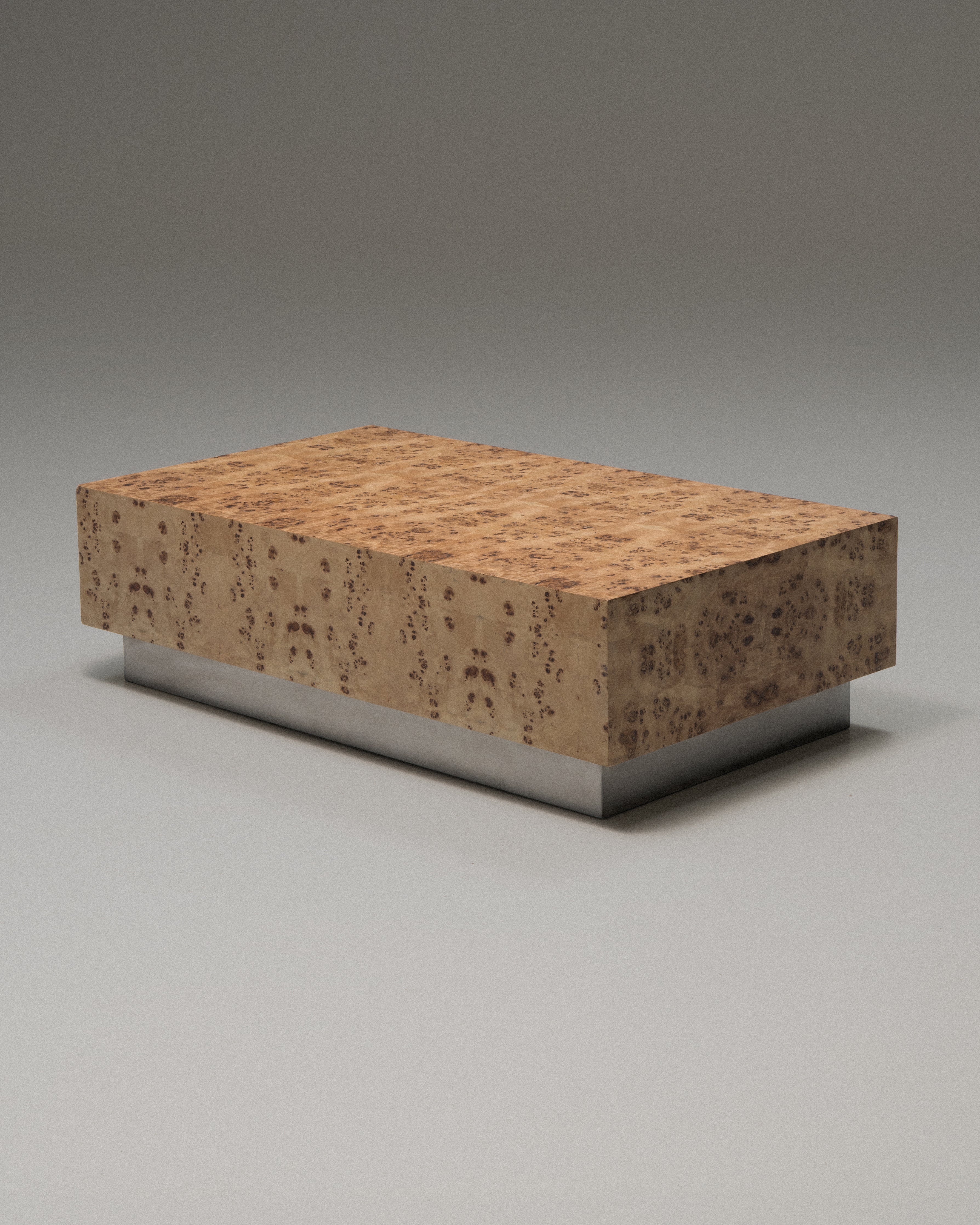 Burl Stainless Steel plinth coffee Table-thumbmail-3