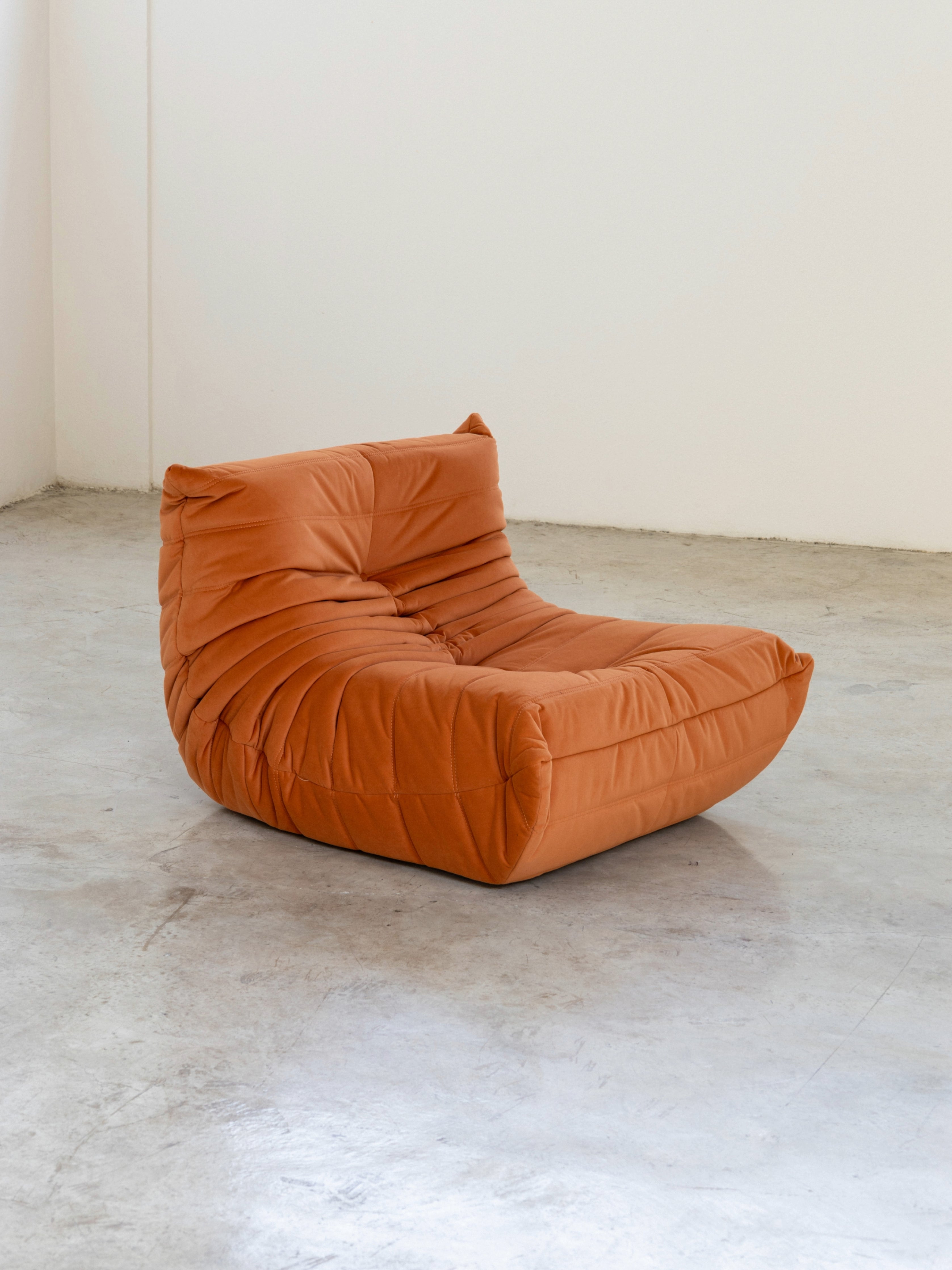 togo sofa burnt orange velvet fabric - 1 - seater UAE