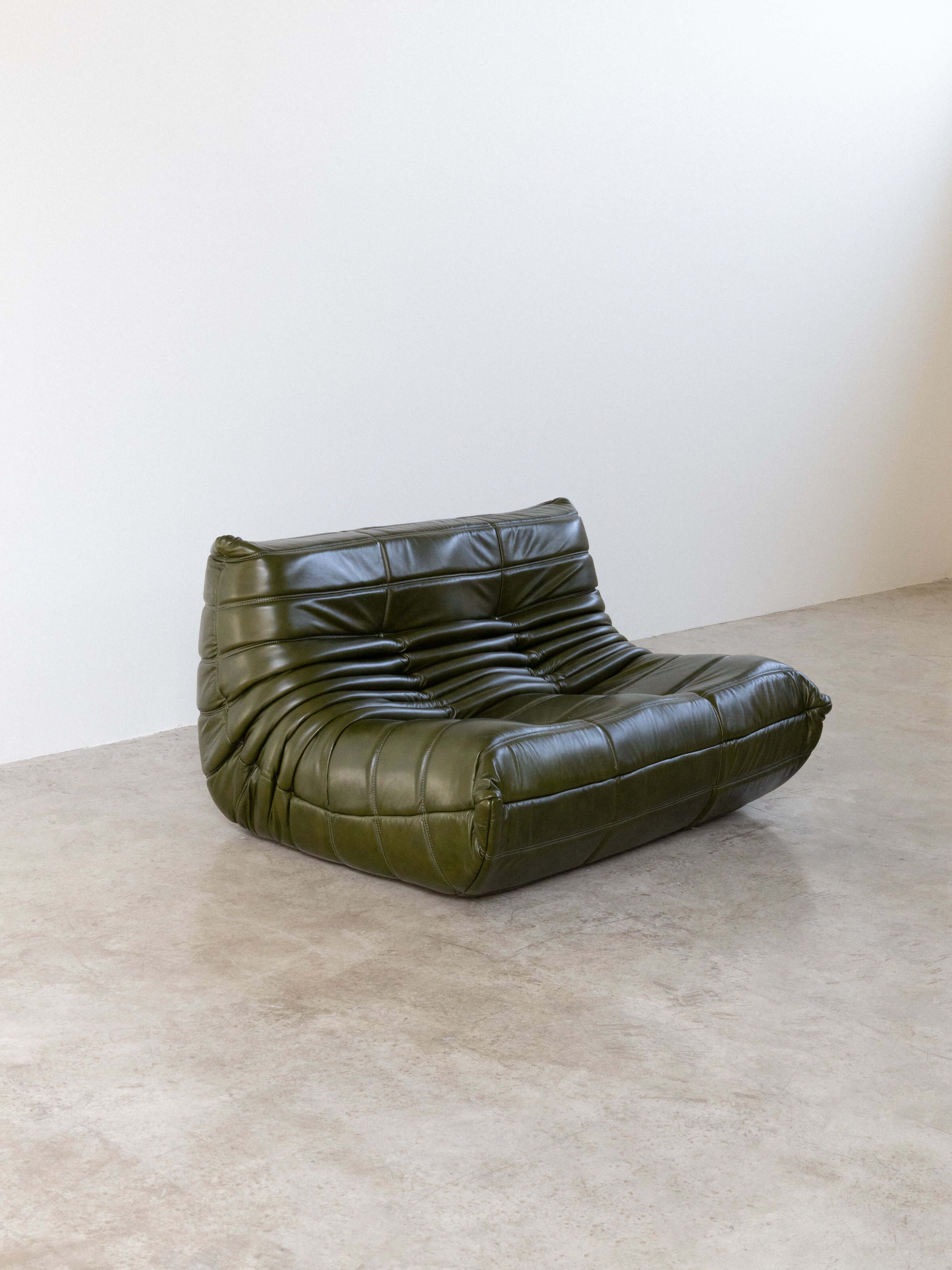 Togo Sofa Olive Green Leather 2 Seater UAE | Forma