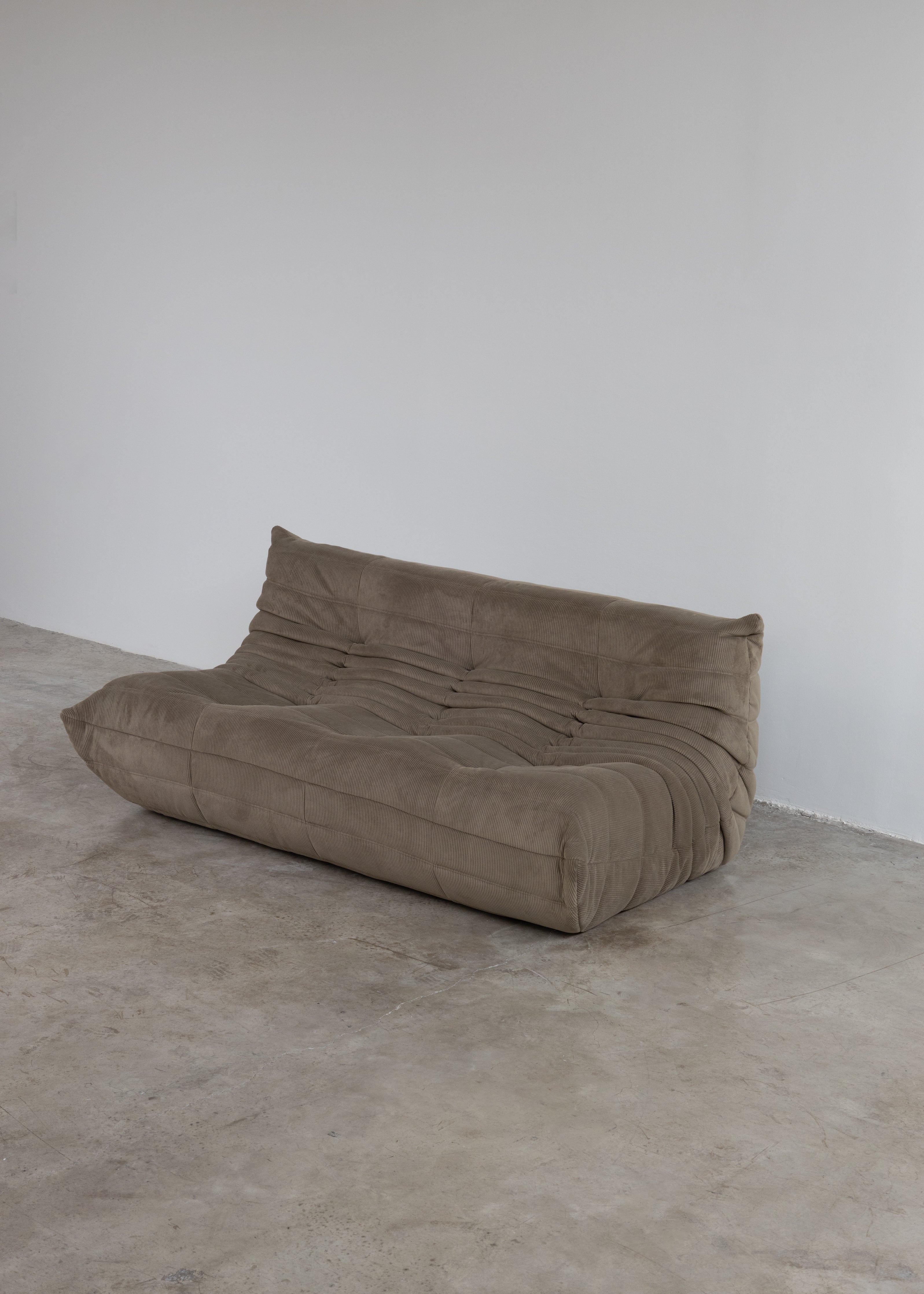 Togo Sofa Light Olive Corduroy Fabric 3 Seater UAE | Forma