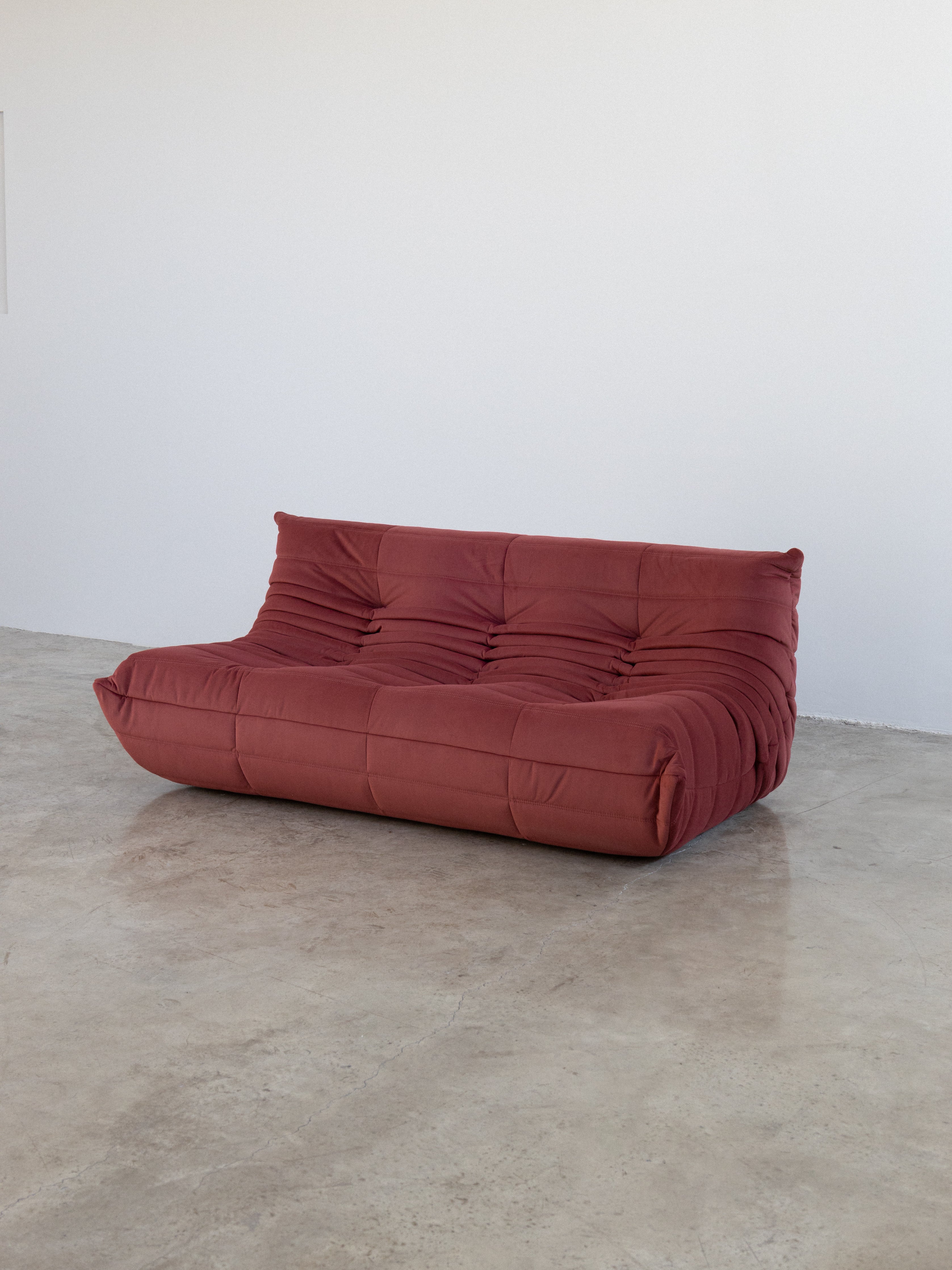 Togo Sofa Burgundy Velvet Fabric 3 Seater UAE | Forma