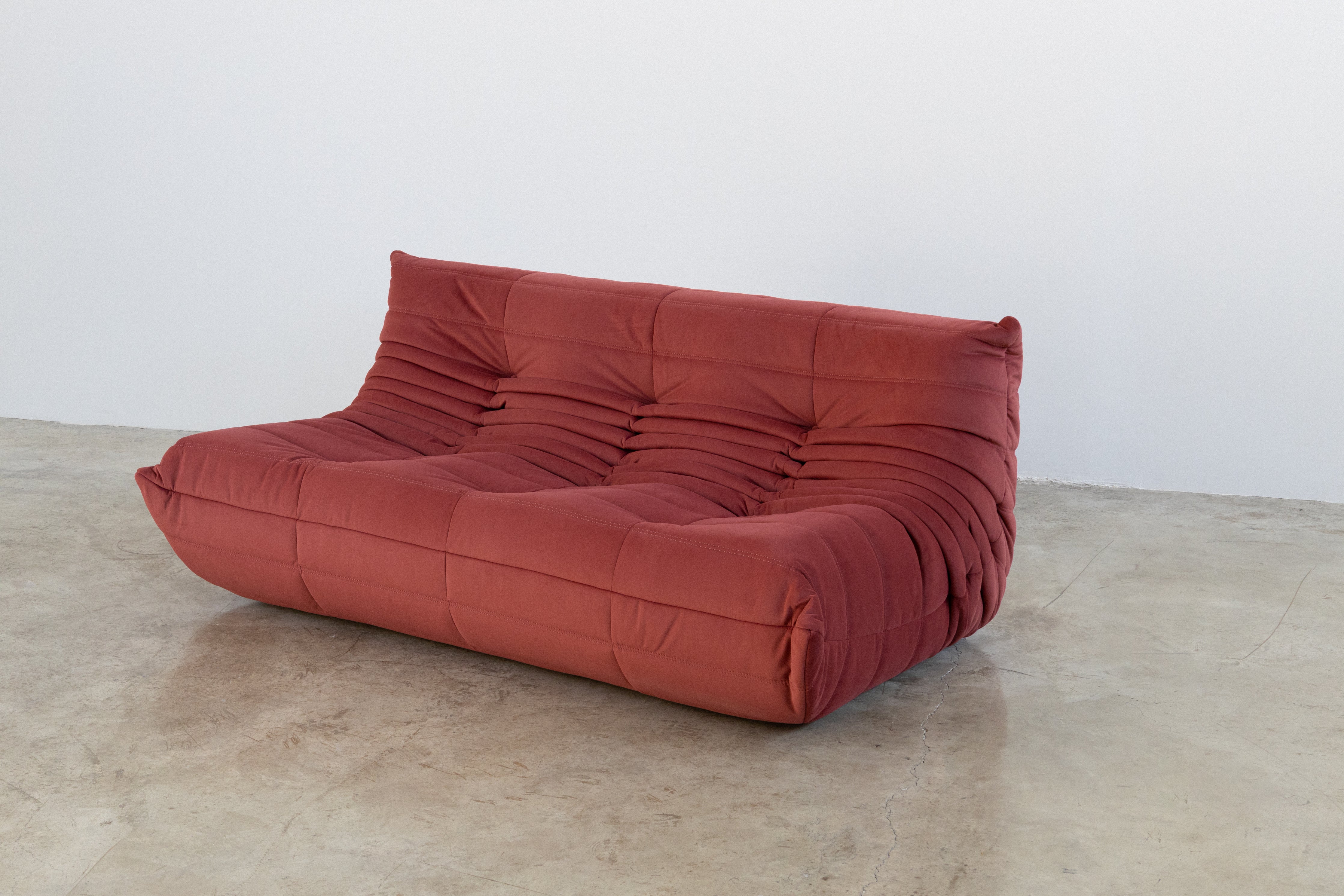 Togo Sofa Burgundy Velvet Fabric 3 Seater UAE | Forma